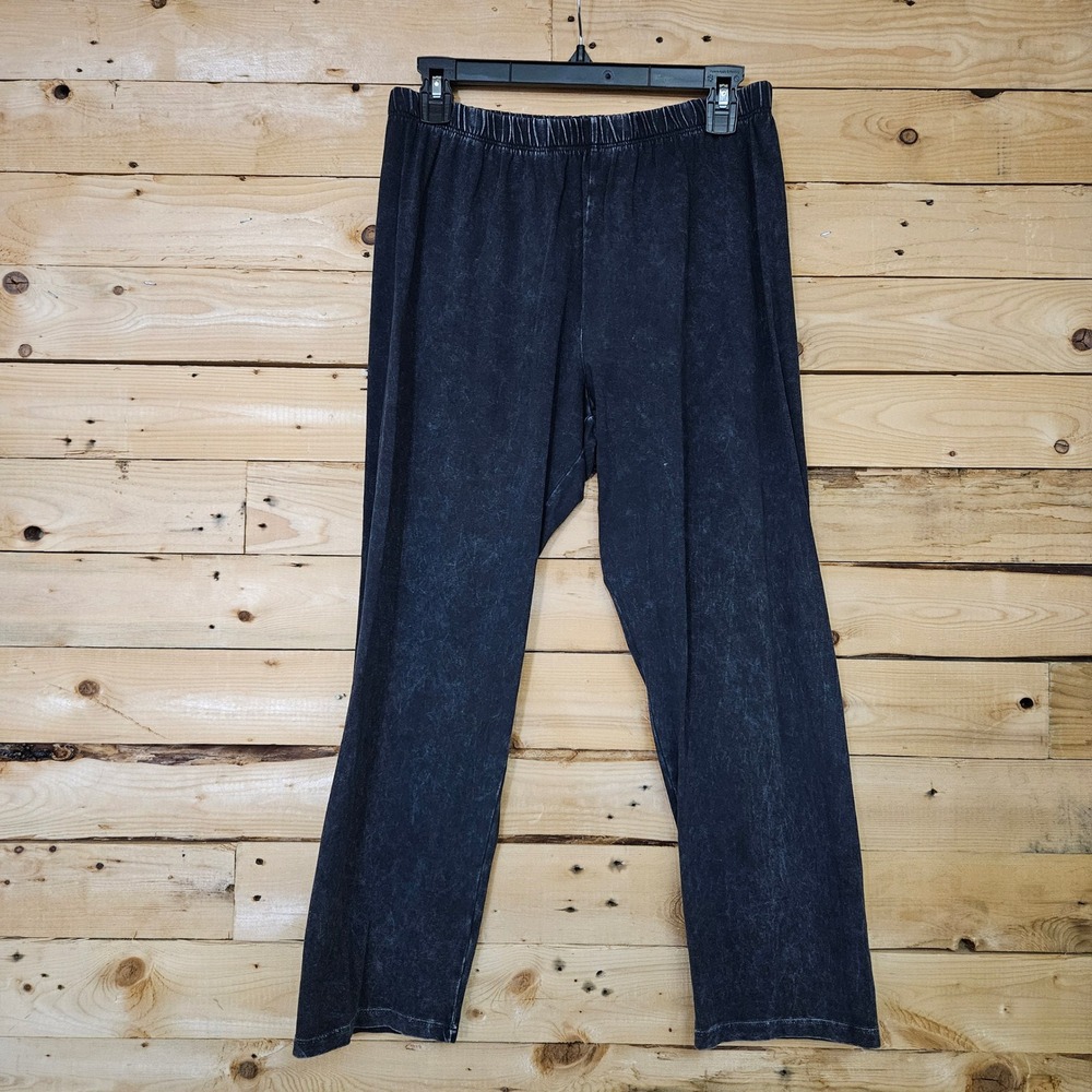 Jess & Jane Womens XL Gray Mineral Wash Elastic Waist Straight Capri Pants